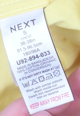 Next Men’s Yellow Short Sleeve Button-Down Casual Shirt Size S