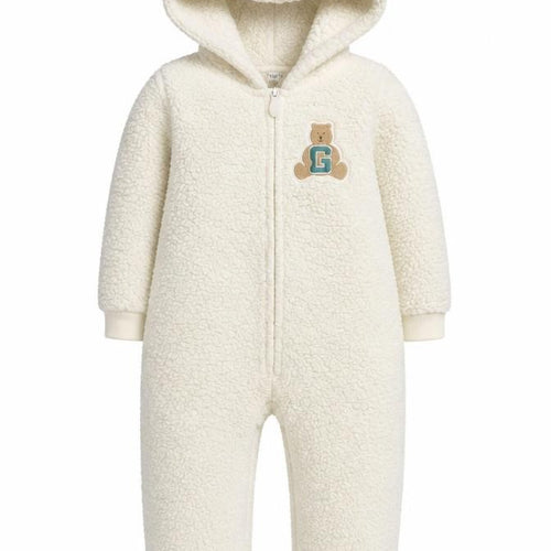 GAP Girls Ivory Teddy Fleece Hooded One Piece Sleepsuit 5 Years