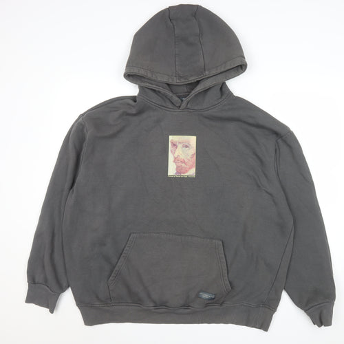 Primark Men's Grey Van Gogh Graphic Pullover Hoodie 2XL
