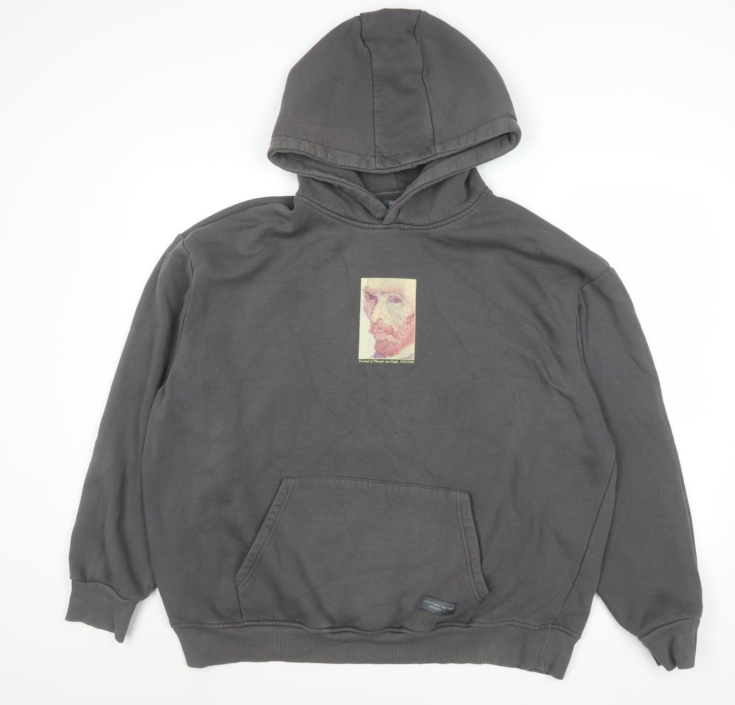 Primark Men's Grey Van Gogh Graphic Pullover Hoodie 2XL