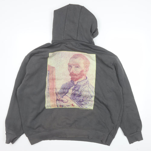 Primark Men's Grey Van Gogh Graphic Pullover Hoodie 2XL