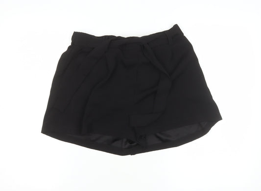 New Look Womens Black Size 16 Paperbag Belted Shorts