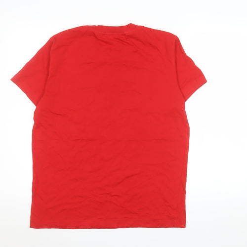 Calvin Klein Jeans Men's Red Logo Cotton Crew Neck T-Shirt M