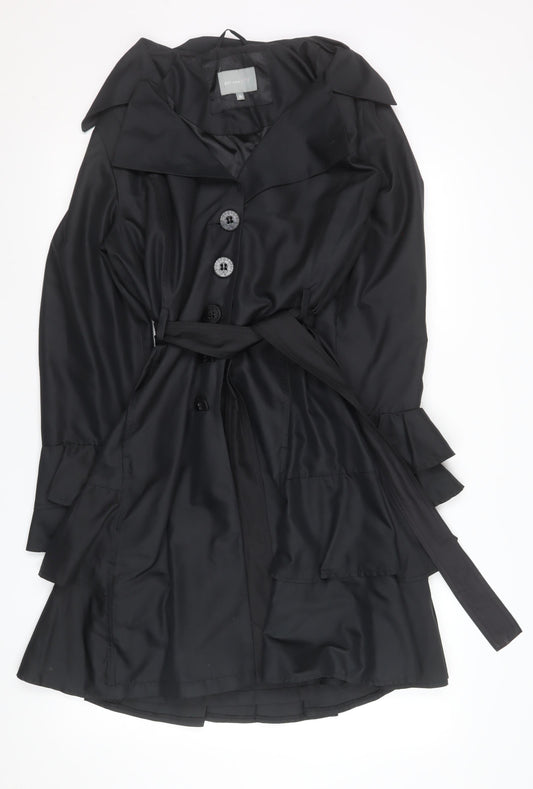 Marks and Spencer Per Una Womens Black Size 16 Belted Trench Coat