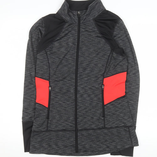 Ideology Women's Grey & Coral Athletic Full Zip Track Jacket Size M