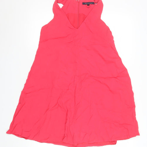 French Connection Women Pink V-Neck Sleeveless A-Line Dress Size 12
