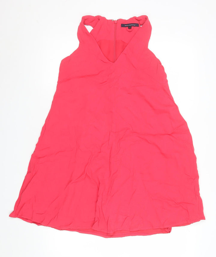 French Connection Women Pink V-Neck Sleeveless A-Line Dress Size 12