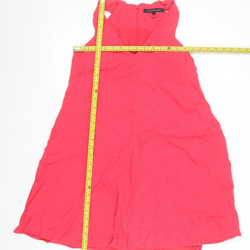 French Connection Women Pink V-Neck Sleeveless A-Line Dress Size 12
