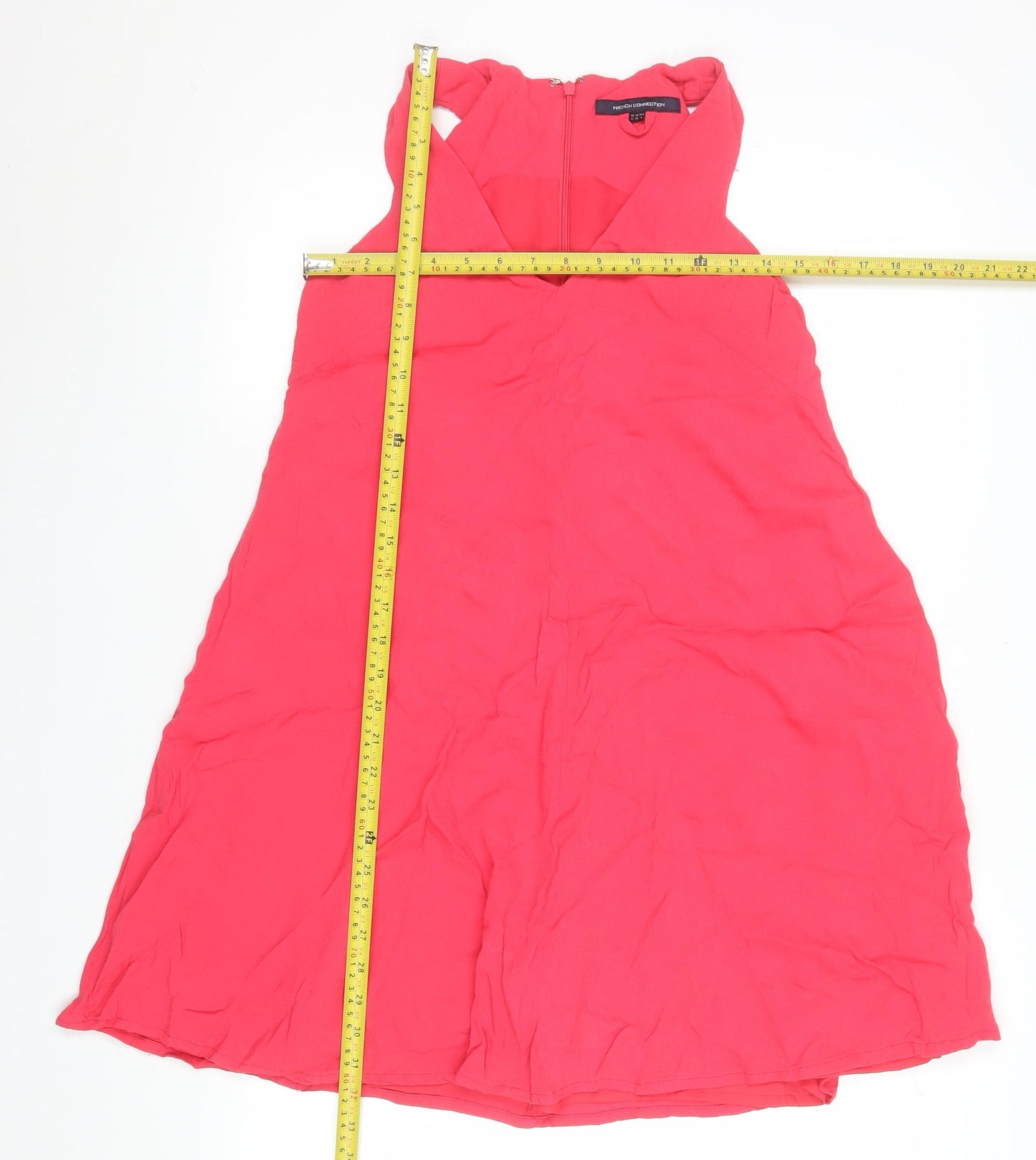 French Connection Women Pink V-Neck Sleeveless A-Line Dress Size 12