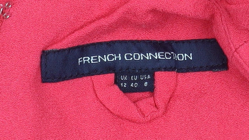 French Connection Women Pink V-Neck Sleeveless A-Line Dress Size 12
