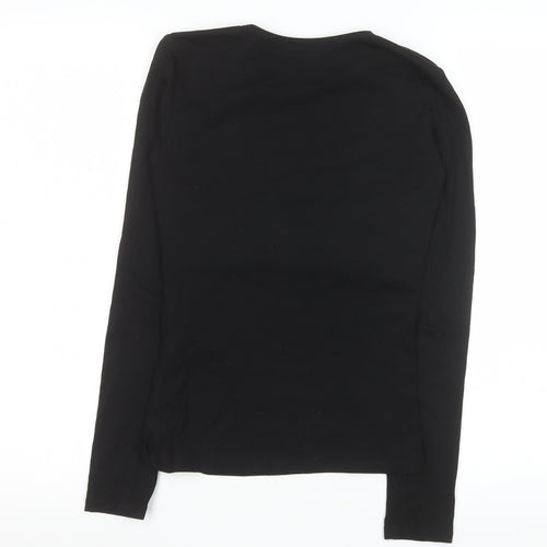 ZARA Women Black XS Basic Long Sleeve Cotton Stretch Top