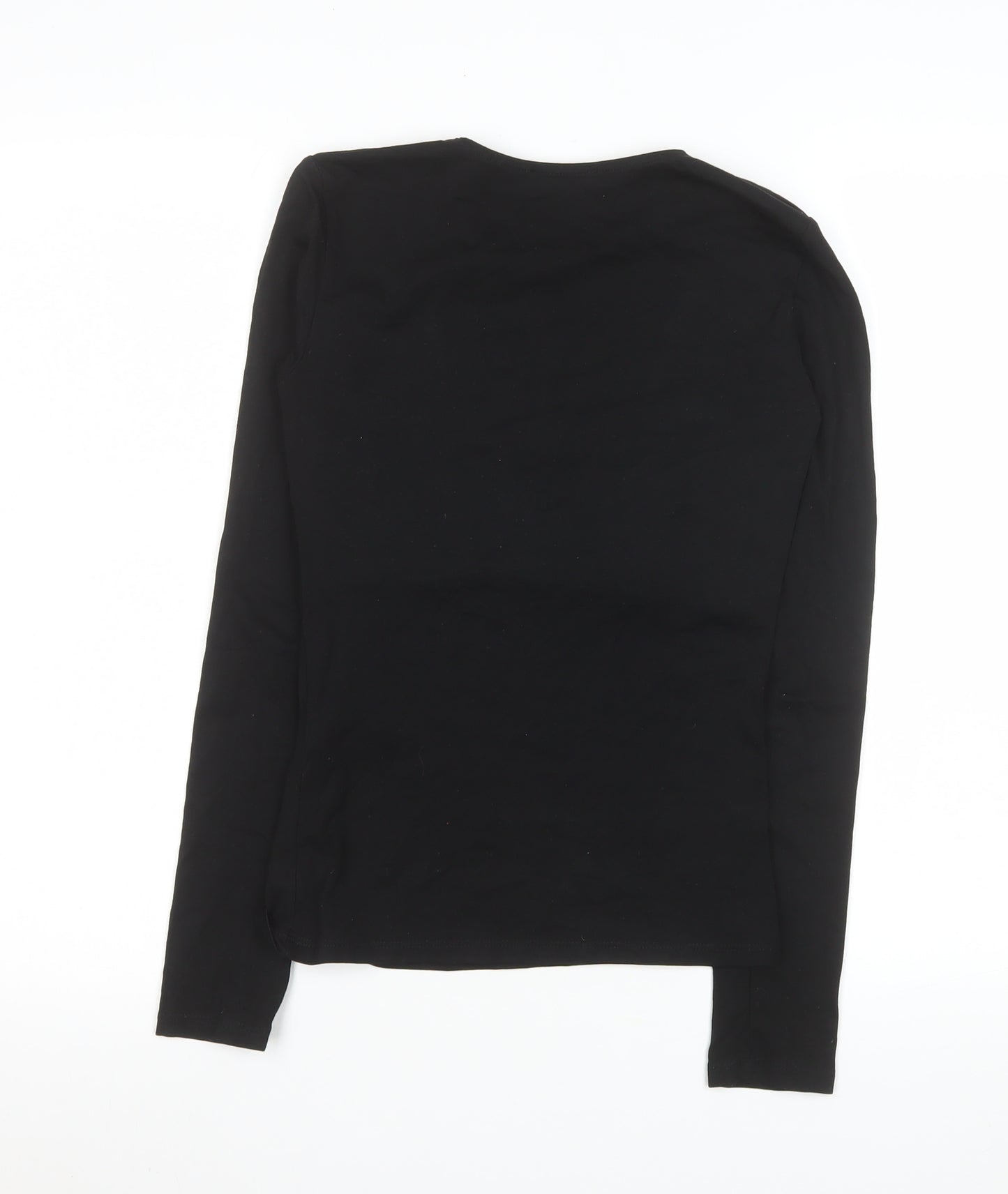 ZARA Women Black XS Basic Long Sleeve Cotton Stretch Top