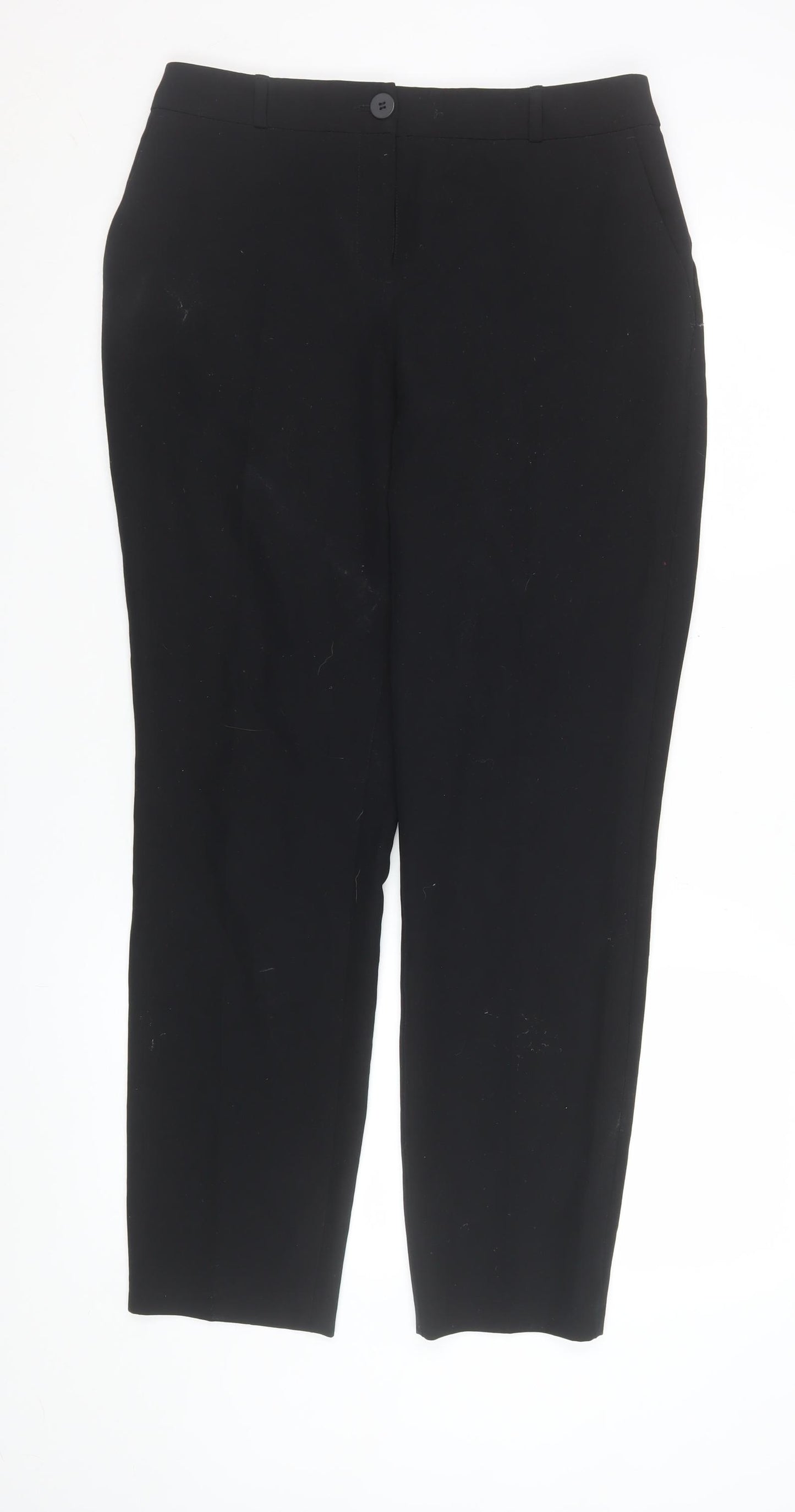 L. Bernard Black Stretch Straight Trousers Women Size 12