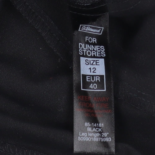 L. Bernard Black Stretch Straight Trousers Women Size 12