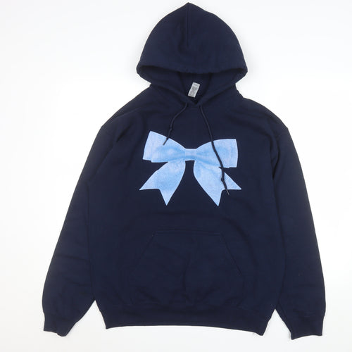 Gildan Women’s Navy Blue Bow Pullover Hoodie Size M Cotton Blend