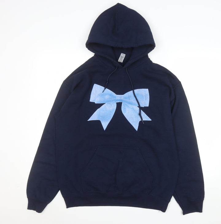 Gildan Women’s Navy Blue Bow Pullover Hoodie Size M Cotton Blend