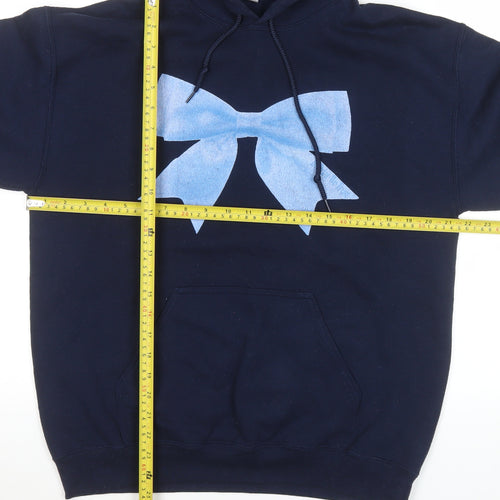 Gildan Women’s Navy Blue Bow Pullover Hoodie Size M Cotton Blend