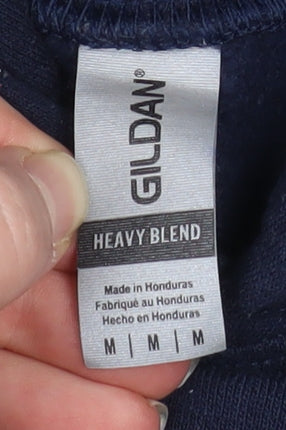Gildan Women’s Navy Blue Bow Pullover Hoodie Size M Cotton Blend