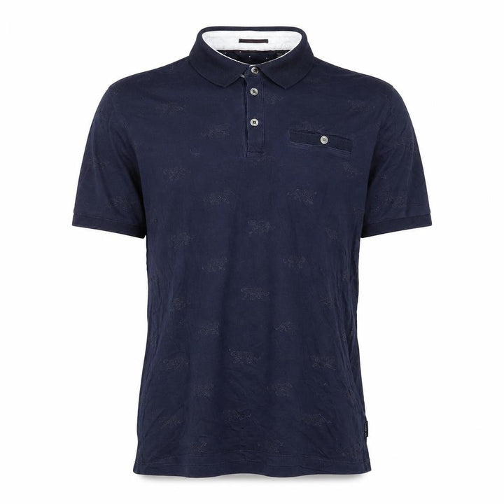 Ted Baker Men's Blue Animal Print Cotton Polo Shirt Size L
