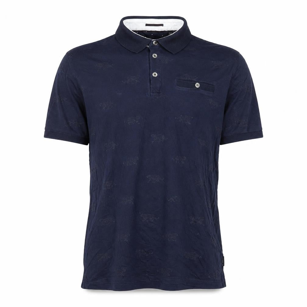 Ted Baker Men's Blue Animal Print Cotton Polo Shirt Size L