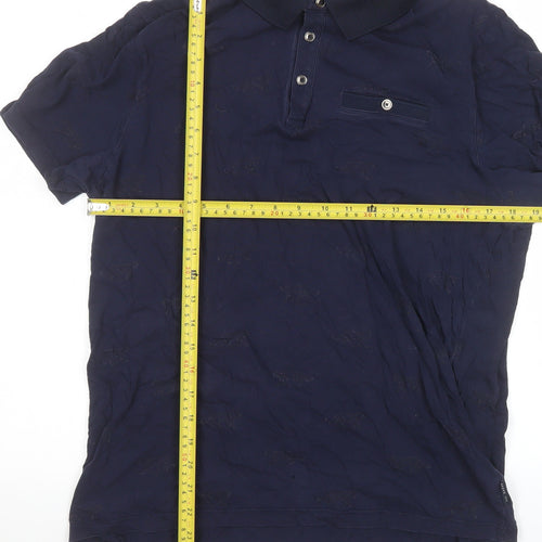 Ted Baker Men's Blue Animal Print Cotton Polo Shirt Size L