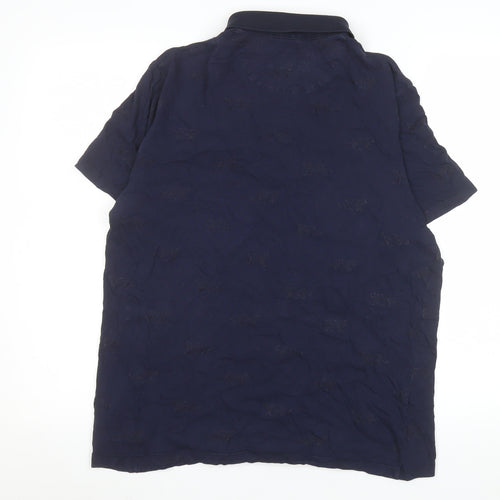 Ted Baker Men's Blue Animal Print Cotton Polo Shirt Size L