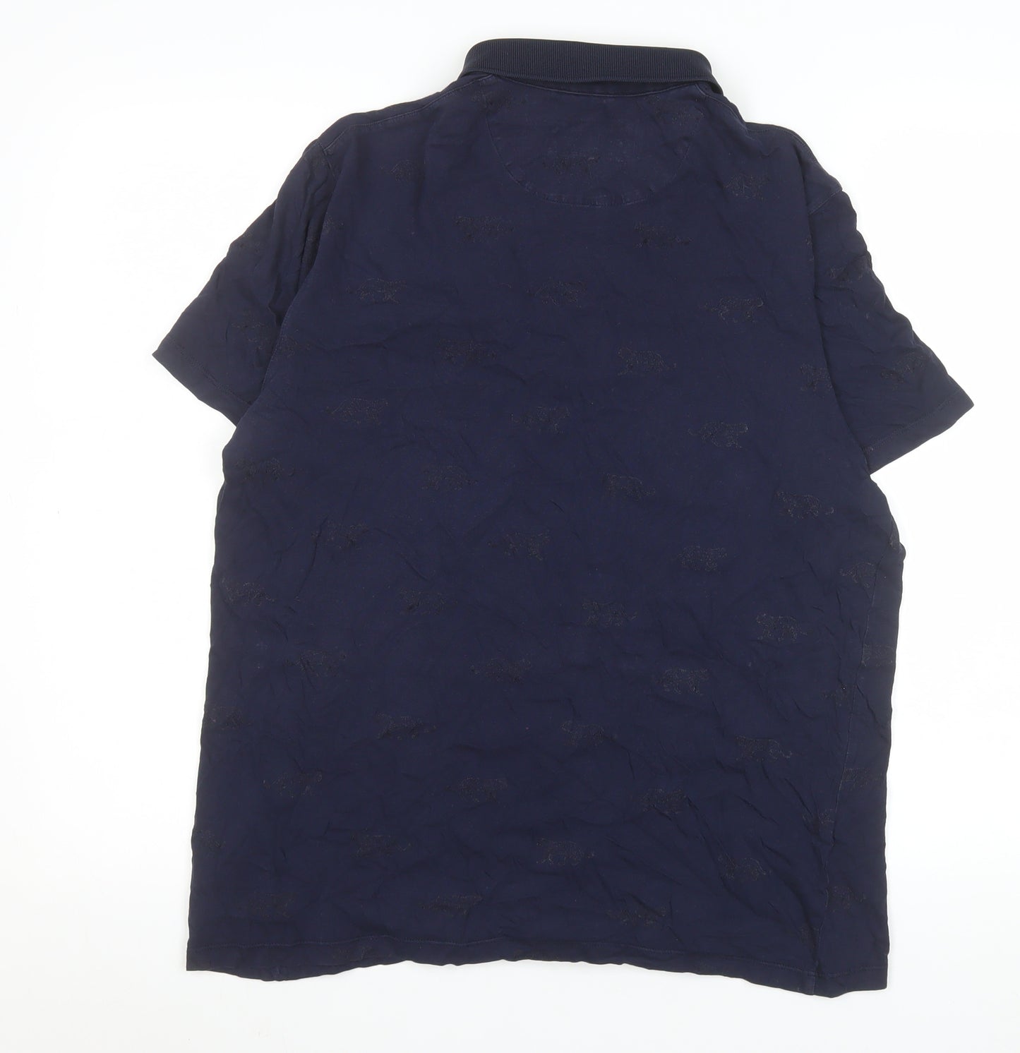 Ted Baker Men's Blue Animal Print Cotton Polo Shirt Size L