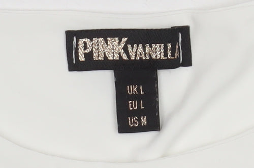 Pink Vanilla Women's White Cropped Tank Top L Slim Fit Sleeveless
