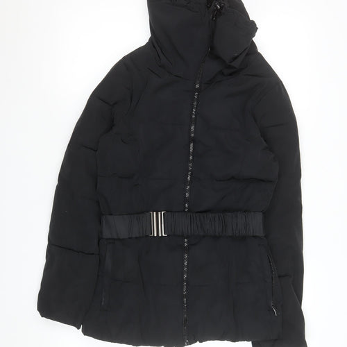 Dunnes Women's Black Belted Puffer Jacket Size 10
