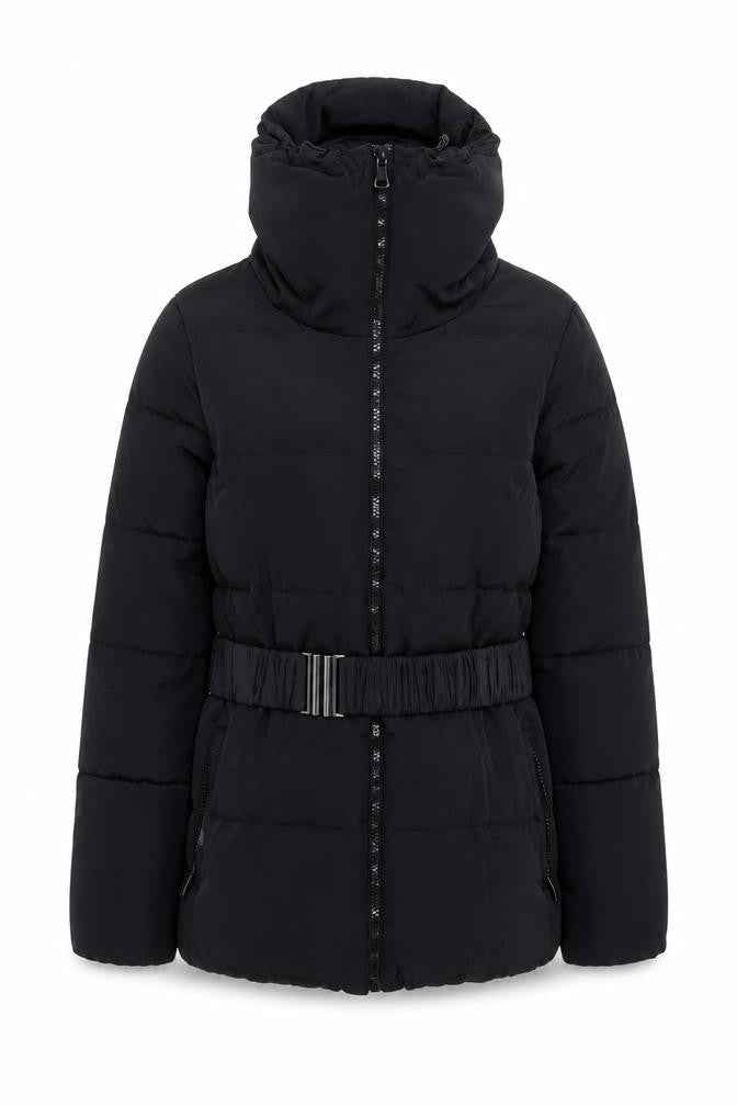 Dunnes Women's Black Belted Puffer Jacket Size 10