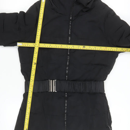 Dunnes Women's Black Belted Puffer Jacket Size 10