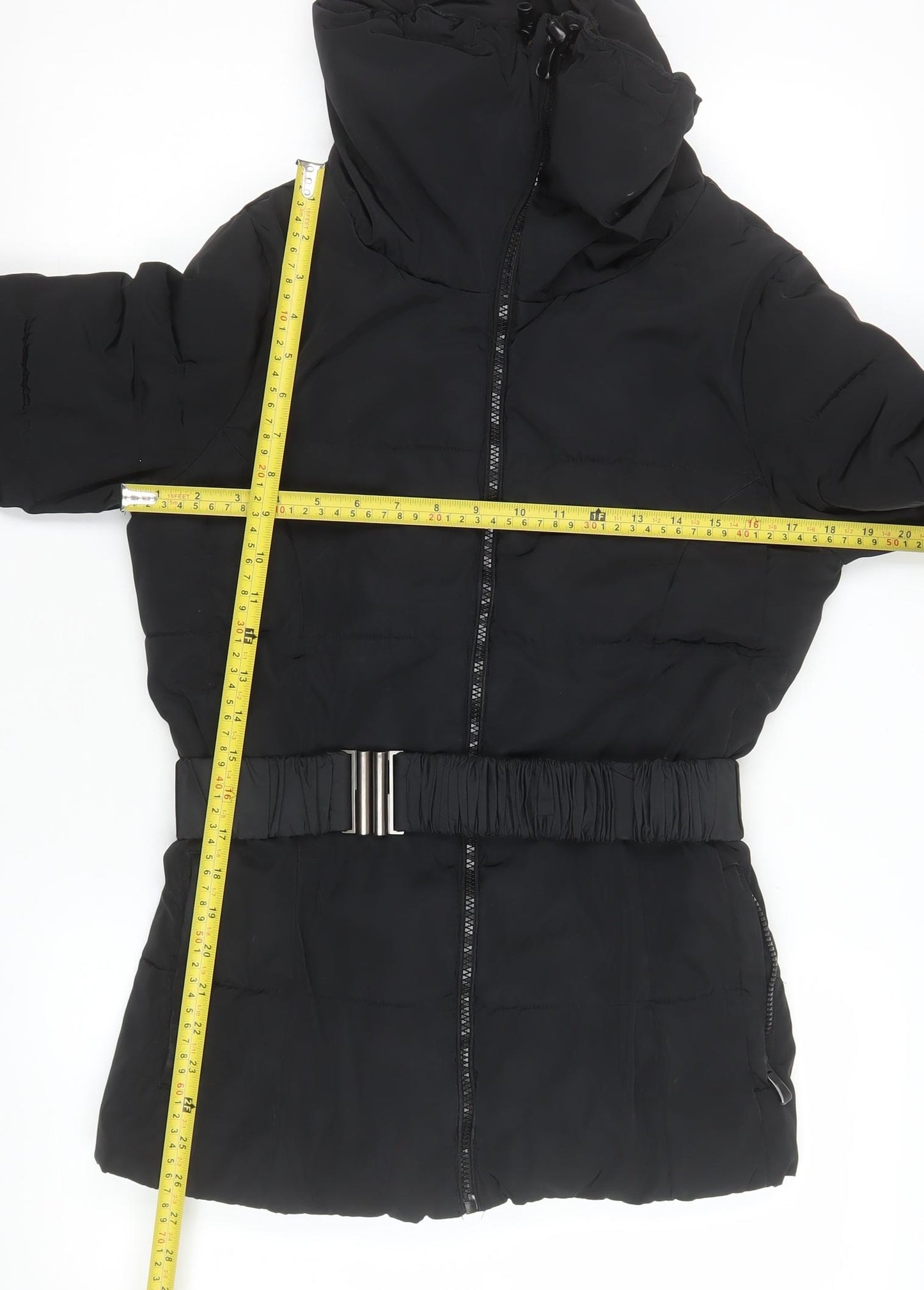 Dunnes Women's Black Belted Puffer Jacket Size 10