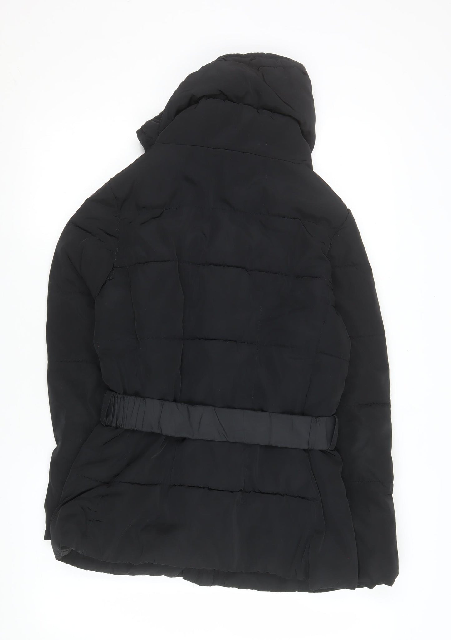 Dunnes Women's Black Belted Puffer Jacket Size 10