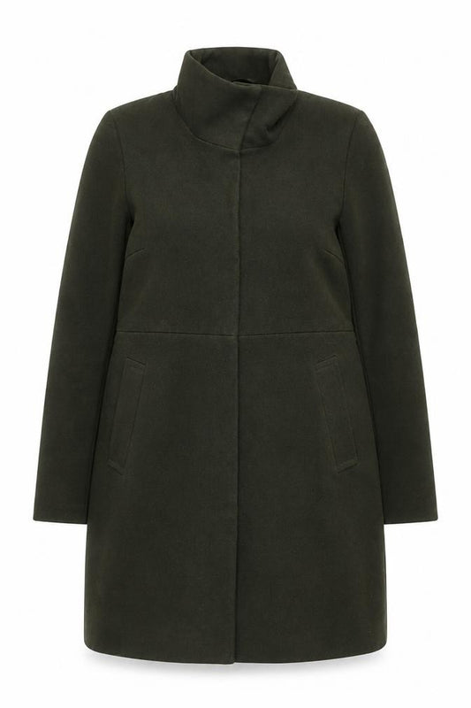 Front view of Atmosphere Women Green Mid-Length Overcoat, size 12, Polyester