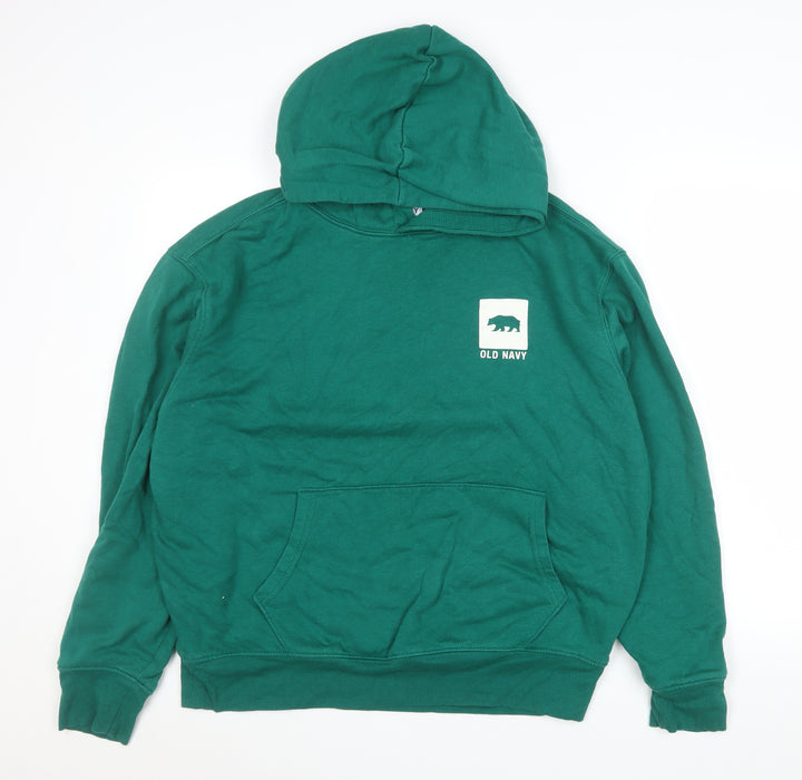 Old Navy Men’s Green Pullover Hoodie L Hooded Sweatshirt Logo Cozy Lined