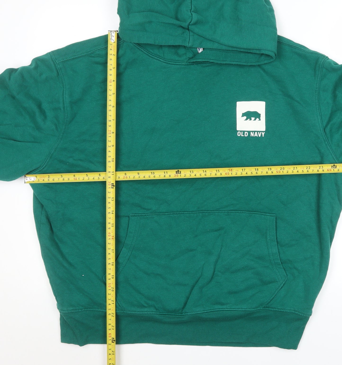Old Navy Men’s Green Pullover Hoodie L Hooded Sweatshirt Logo Cozy Lined
