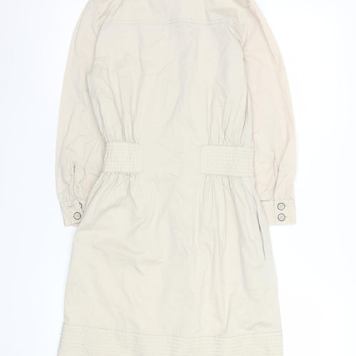 Mango Women Beige Knee Length Shift Dress Size 8 Zip Front