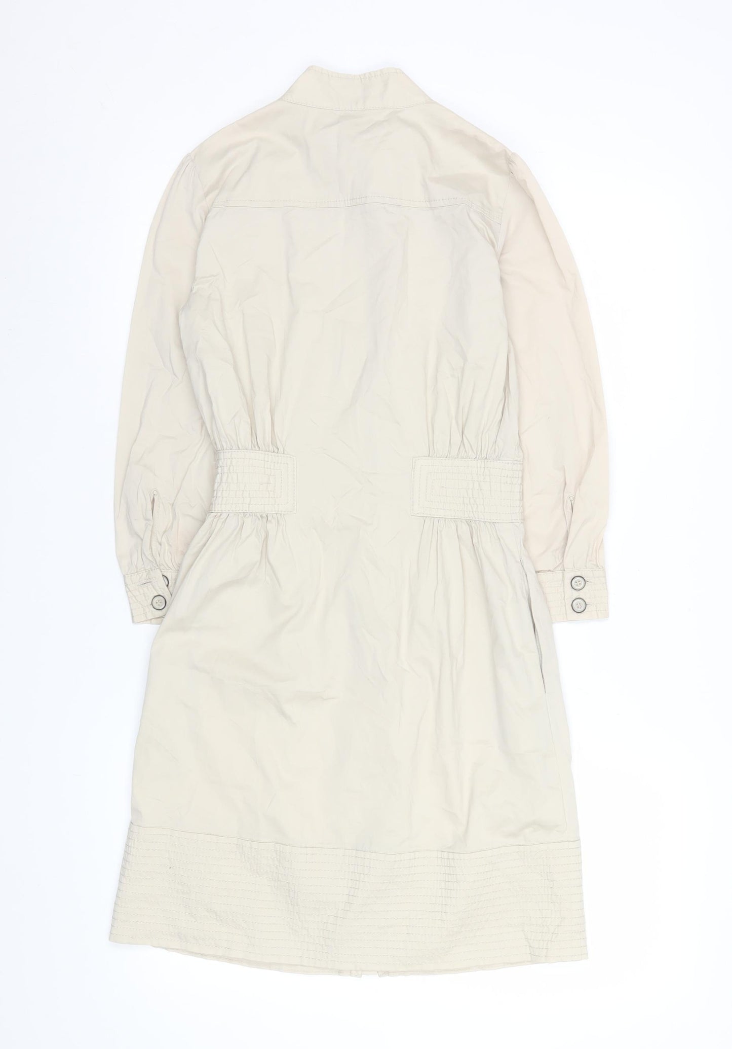 Mango Women Beige Knee Length Shift Dress Size 8 Zip Front