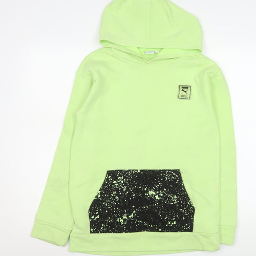 Puma Womens Green Hooded Pullover Sweatshirt XL Cotton Blend