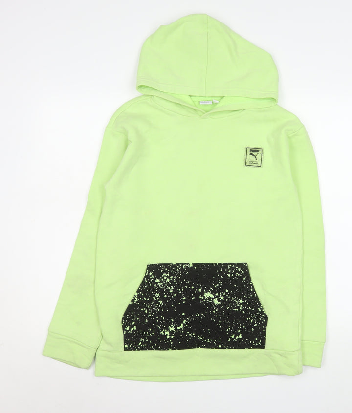 Puma Womens Green Hooded Pullover Sweatshirt XL Cotton Blend