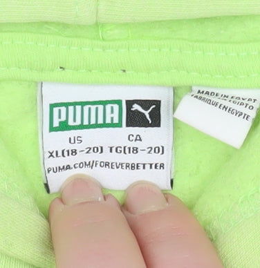 Puma Womens Green Hooded Pullover Sweatshirt XL Cotton Blend