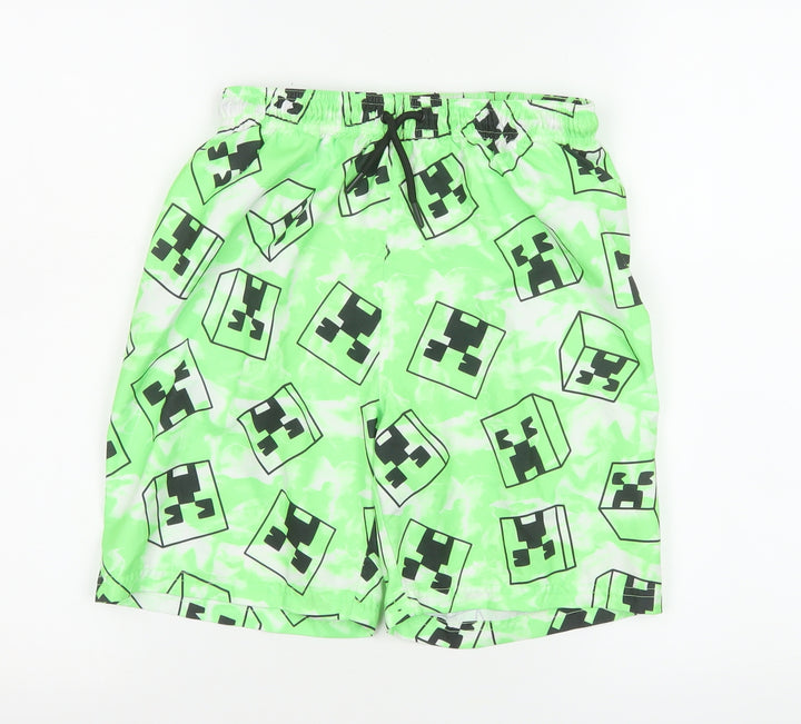 Minecraft Boys Green Swim Shorts 12-13 Years Creeper Board Shorts Quick Dry