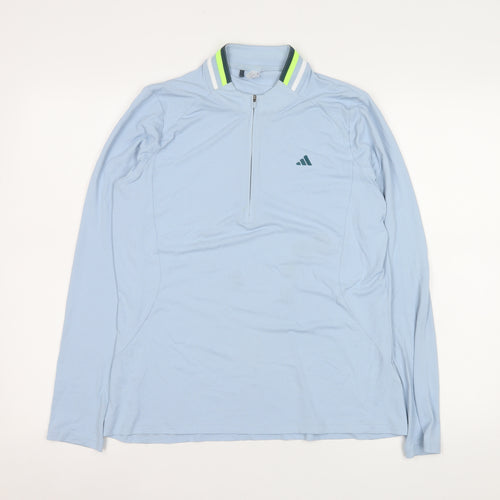 adidas Men Blue M Lightweight 1/2 Zip Athletic Sweatshirt