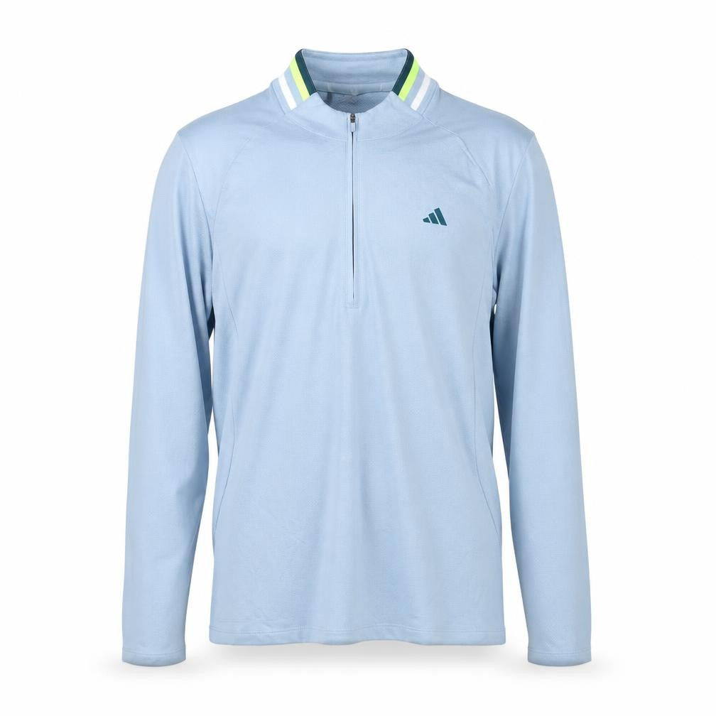 Front view of adidas Men Blue M Lightweight 1/2 Zip Athletic Sweatshirt