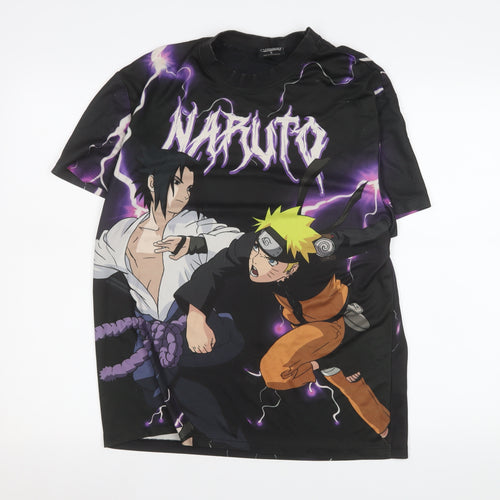 Naruto Shippuden Men's Black Anime Graphic T-Shirt Size S