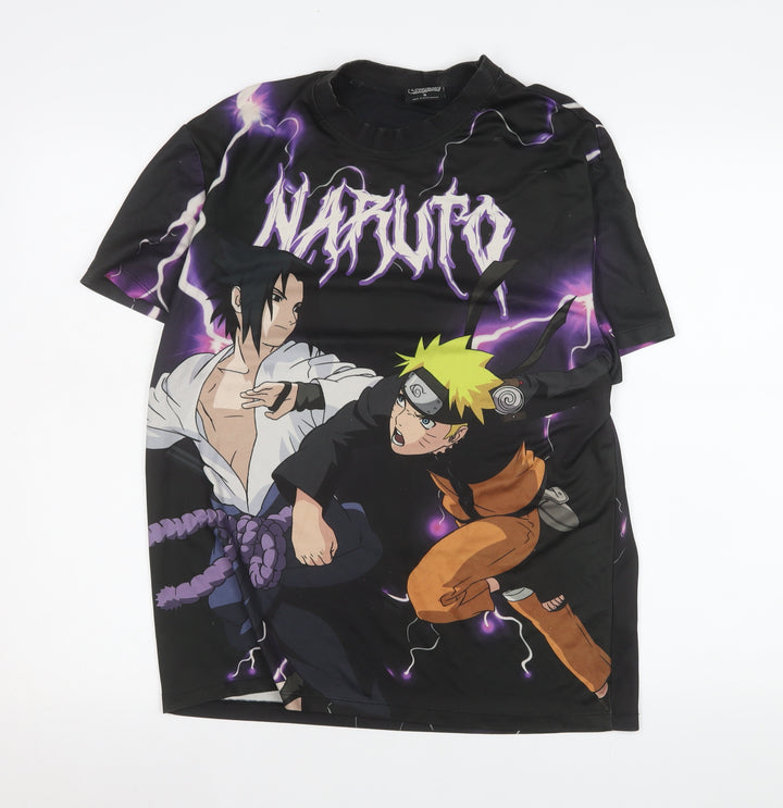 Naruto Shippuden Men's Black Anime Graphic T-Shirt Size S