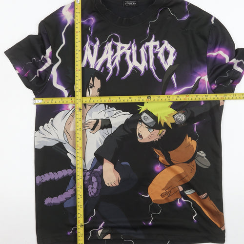 Naruto Shippuden Men's Black Anime Graphic T-Shirt Size S