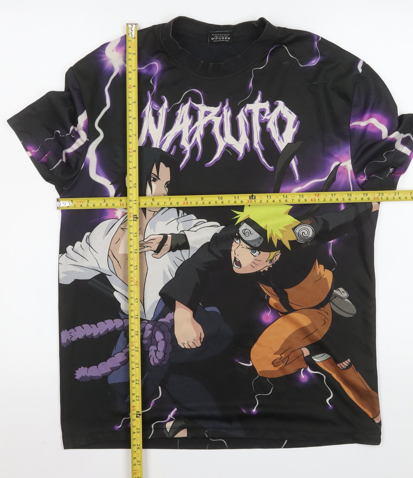 Naruto Shippuden Men's Black Anime Graphic T-Shirt Size S