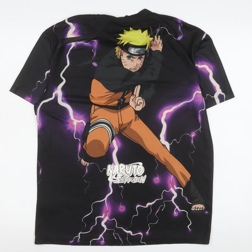 Naruto Shippuden Men's Black Anime Graphic T-Shirt Size S