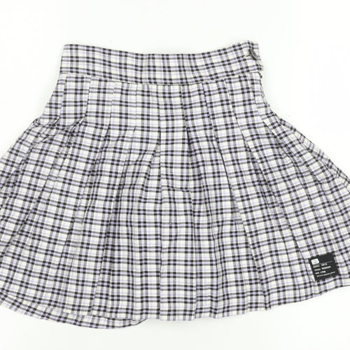 Bershka Women's Multicoloured Pleated High Rise Short Skirt XS